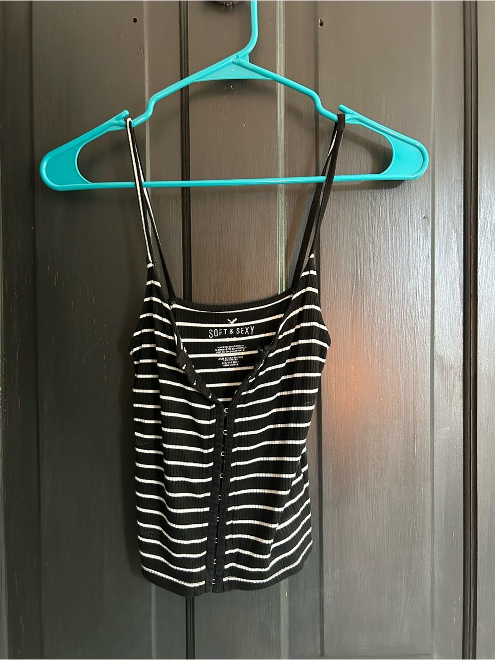Black and White Striped Button-Front Cami